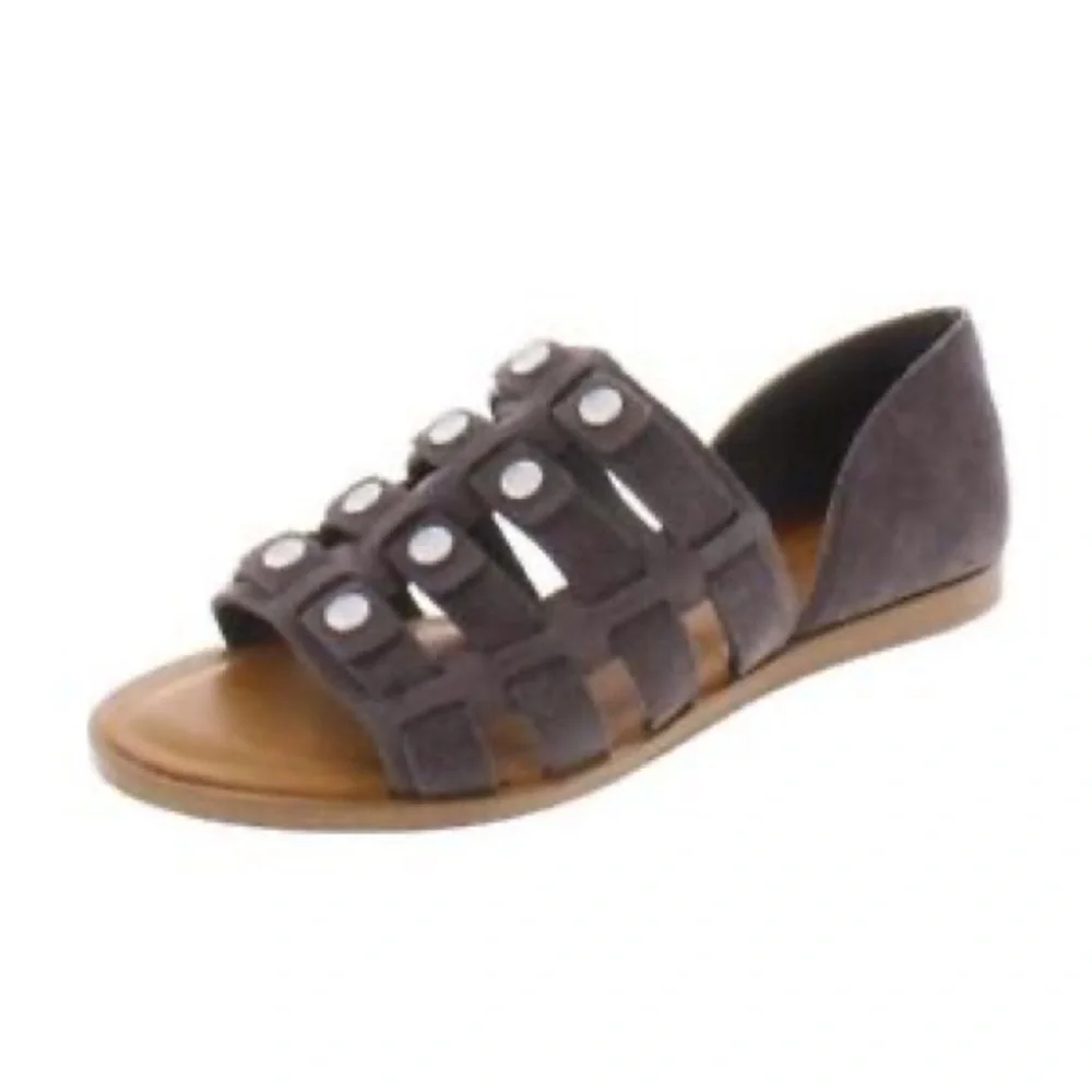 1. STATE Telle Grey Leather Studded Strappy Sandals